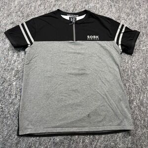 SOBK New York Mens XL Quarter Zip Shirt Black Gray Supreme Cotton Colorblock